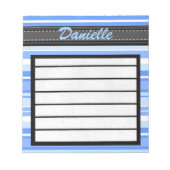 Ajouter Votre Nom Bleu Bandes Bloc-notes (Devant)