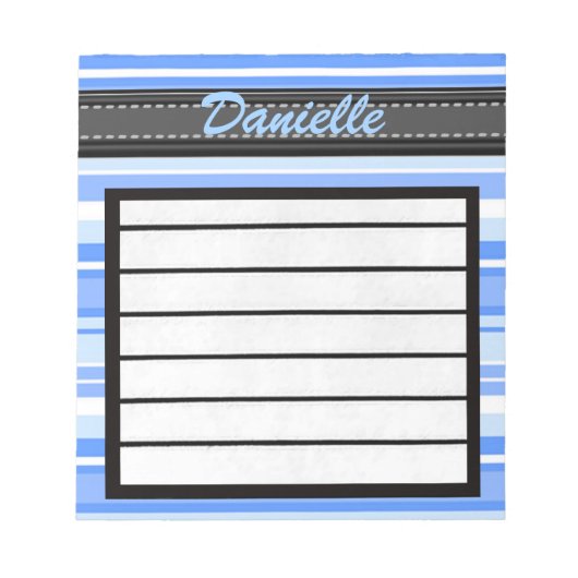 Ajouter Votre Nom Bleu Bandes Bloc-notes (Devant)