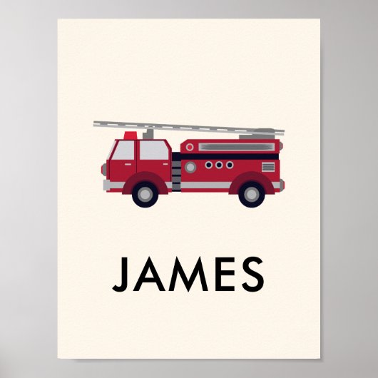 Ajouter votre nom Camion de feu rouge Poster perso (Devant)