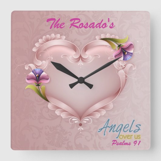 Ajouter Votre Nom Carré Horloge murale (Recto)