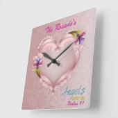 Ajouter Votre Nom Carré Horloge murale (Angle)