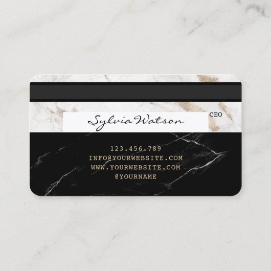 ajouter votre nom Carte de crédit Styled Black Mar (Dos)