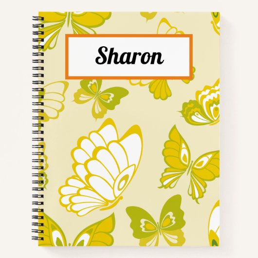 Ajouter votre nom Motif papillon jaune Carnet (Devant)