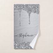 Ajouter Votre Nom Script Silver Parties scintillan (Serviette à main)