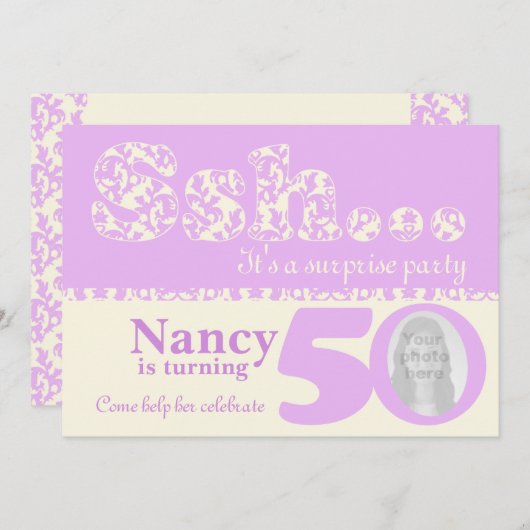 Ajouter votre photo ssh surprise invitation de 50e (Devant / Derrière)