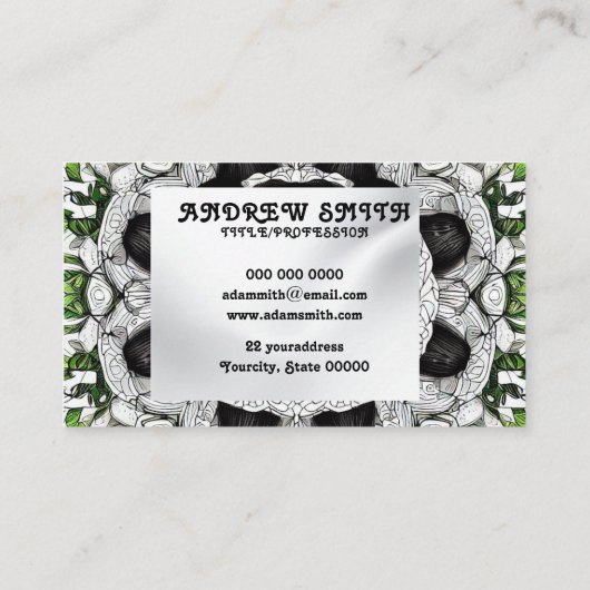 Ajouter votre propre image noir panda Carte de vis (Dos)