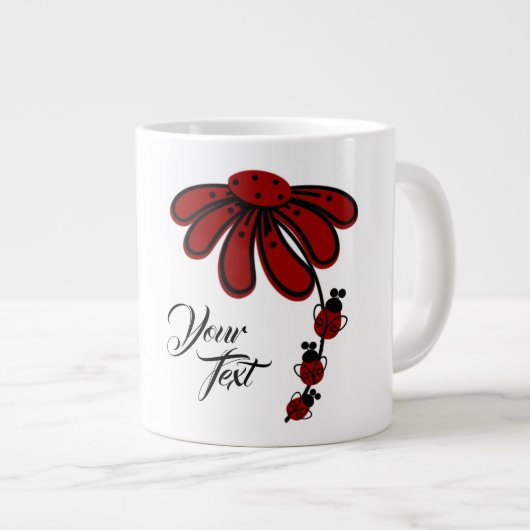 Ajouter Votre Texte Ladybug Gig Jumbo Mug (Devant droit)