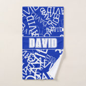 Ajoutez n'importe quel nom, collage de nom en bleu (Serviette à main)