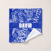 Ajoutez n'importe quel nom, collage de nom en bleu (Gant de toilette)