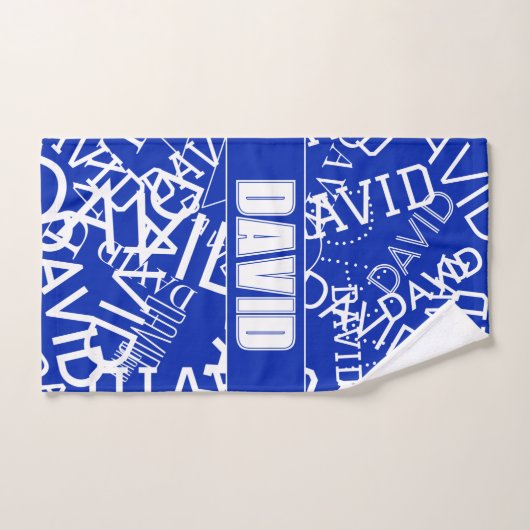 Ajoutez n'importe quel nom, collage de nom en bleu (Serviette à main)