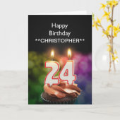 Ajoutez un nom à cette carte de 24e anniversaire b (Fleur jaune)