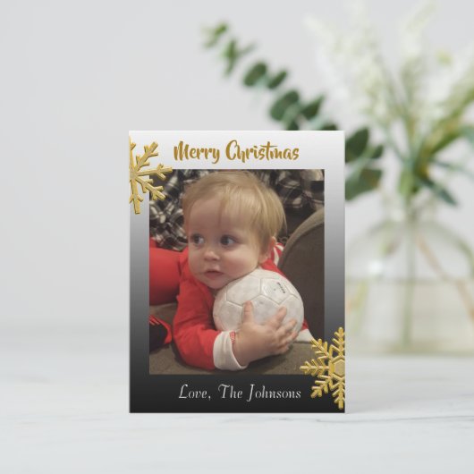 Ajoutez une photo à cette carte de Noël Black Snow (Debout devant)