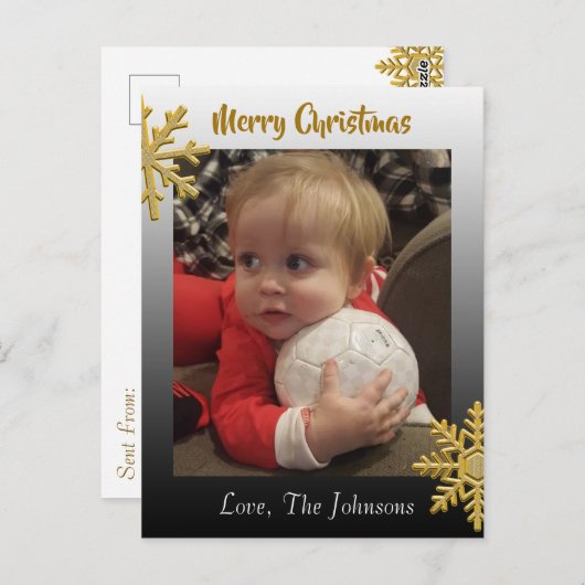 Ajoutez une photo à cette carte de Noël Black Snow (Devant / Derrière)