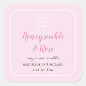 Ajoutez votre Carré de Étiquette rose pâle à bougi (Devant)