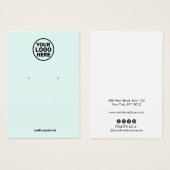 Ajoutez Votre Logo Aqua Blue Earring Display Card (Devant & derrière)
