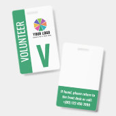 Ajoutez Votre Logo Badge de Bénévole Vert (Avant & arrière)