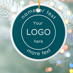 Ajoutez votre logo bleu Ornement de Noël pour Entr
