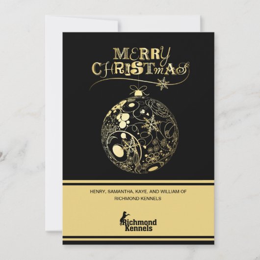 Ajoutez Votre Logo Ornement Or/ Noir Carte d'entre (Devant)