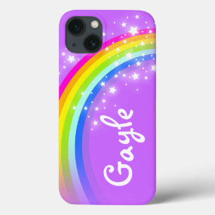 Ajoutez votre nom coloré arc-en-ciel violet coque 