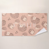 Ajoutez votre nom | Motif de hérisson moderne mign (Serviette de bain)