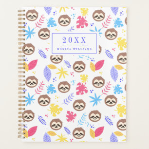 Ajoutez votre nom Tropical Sloth & Motif Feuille