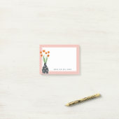 AJOUTEZ VOTRE NOM | Un Vase & Bouquet Post-it Note (Sur un bureau)