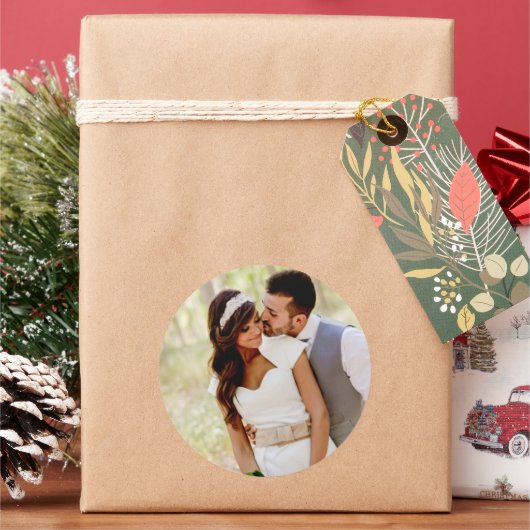 Ajoutez Votre Photo Autocollant Rond Classique (vacances)