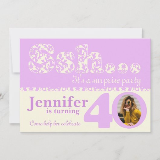 Ajoutez votre photo ssh invitation surprise 40 ans (Devant)