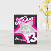 Ajoutez votre propre carte de 13e anniversaire ros (Fleur jaune)