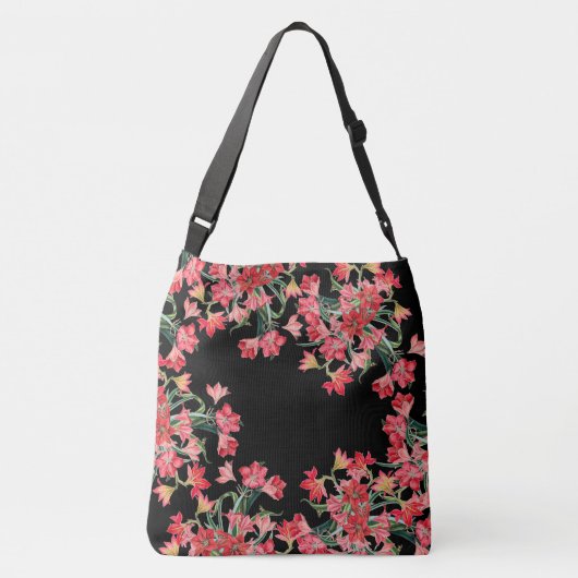 Ajustable Amarylis rouge fleurit le sac fourre-tout floral à (Dos)