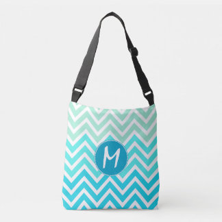 Ajustable Aqua Chevron Sac carrossable Monogrammé