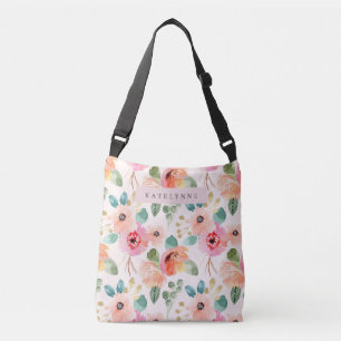 Ajustable Aquarelle Florale Fourre-tout Fleurs Sac Crossbody