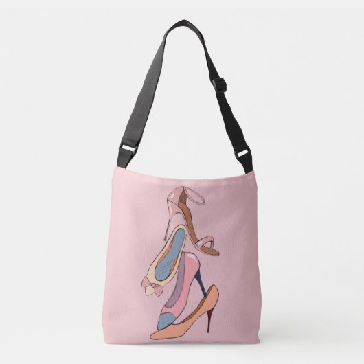 Ajustable Aquarelle rose mignonne Diva Glam Stilettos Sac fo (Devant)