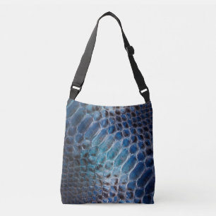 Ajustable Blue Faux imprimé serpent en cuir Crossbody Sac