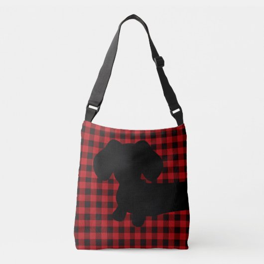 Ajustable Buffalo Plaid Sac messenger noir et rouge (Devant)