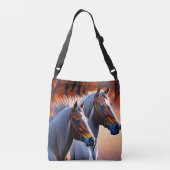 Ajustable Chevaux Brumby Blanc Et Brown, Sac Crossbody (Dos)