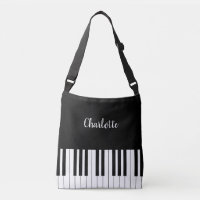 Clavier de piano, sac crossbody noir et blanc