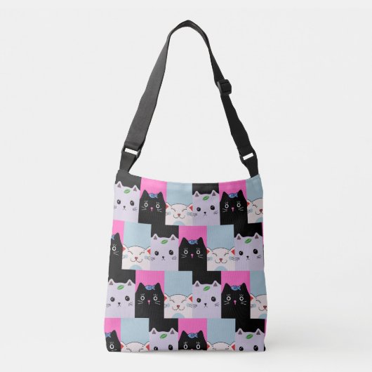 Ajustable Cute Kitty Chats Crossbody Sac (Devant)