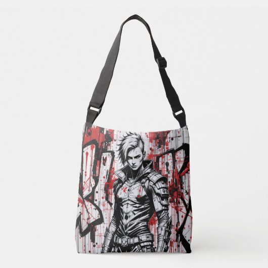 Ajustable Cyberpunk Warrik Graffiti Crossbody Sac (Devant)