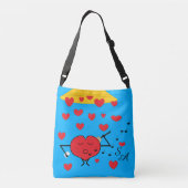 Ajustable Douche de Coeurs : Sac Crossbody Turquoise foncé (Dos)