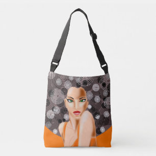 Ajustable Femme avec sac croisé des yeux verts