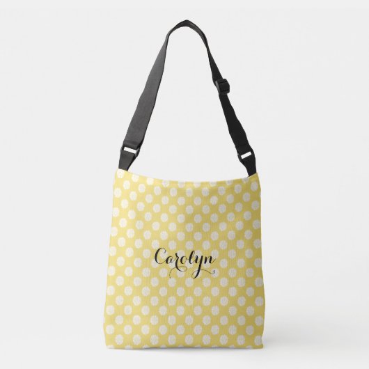 Ajustable Fleurs blanches sur Jaune Ajouter nom Sac Customis (Devant)