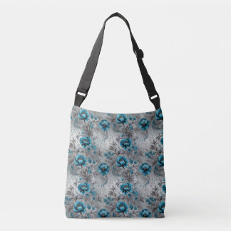Ajustable Fleurs Vibrantes de Sarcelle : Sac Fourre-Tout Flo