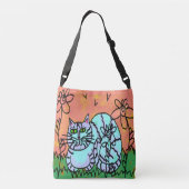 Ajustable Garden Kitty Abstrait Cat Art Sac fourre-tout (Dos)