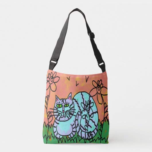 Ajustable Garden Kitty Abstrait Cat Art Sac fourre-tout (Devant)