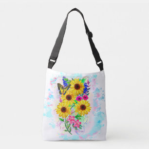 Ajustable Grand sac de transport avec des tournesols et des