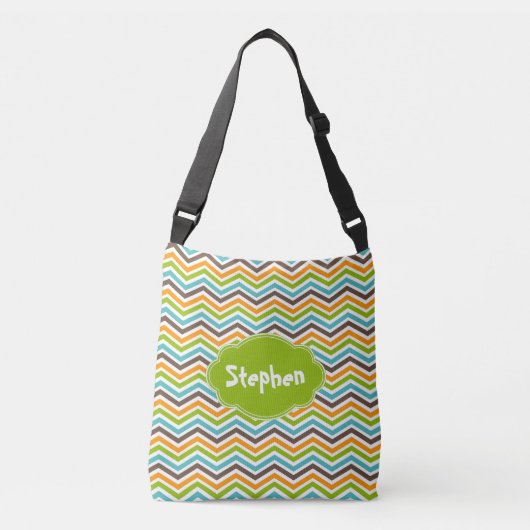 Ajustable Gras Chevron Stripes Customisé Ajouter un nom Sac (Devant)
