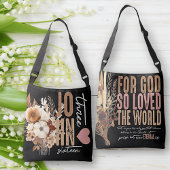 Ajustable Jean 3:16 Bible Verse Sac fourre-tout noir