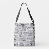Ajustable Journal noir et blanc Sac fourre-tout imprimé (Dos)
