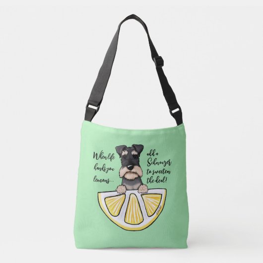 Ajustable KiniArt Schnauzer Life Lemons Crossbody Sac (Devant)